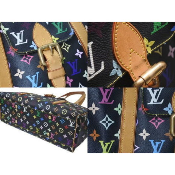 Louis Vuitton Aurelia GM Tote Bag Monogram Multi Noir Black Leather - Picture 5 of 8